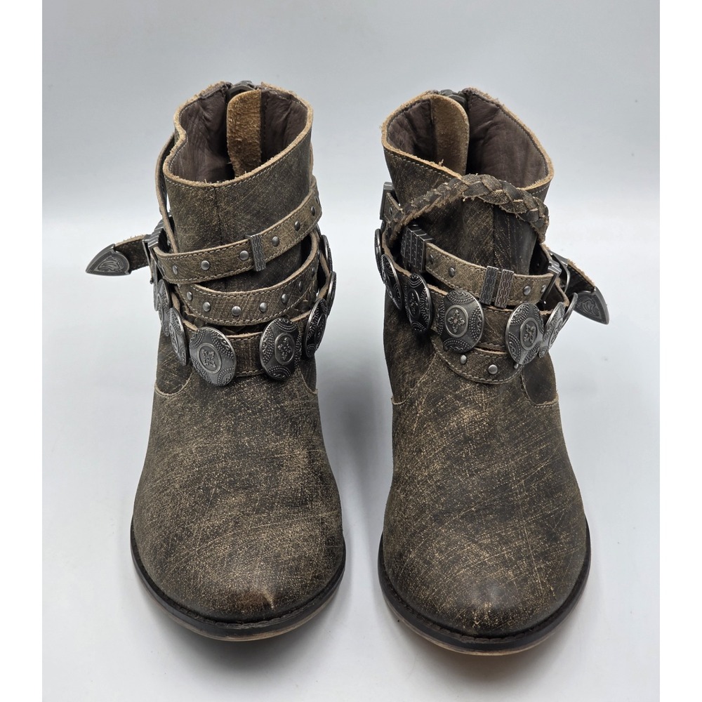 Naughty Monkey Anchorage Womens Size 7 Brown Gray Ankle Boots Buckle Western - Picture 3 of 12
